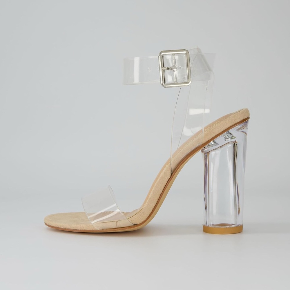 NWOT Dunes Women's Nellie Lucite Heel Sandal +Memory Foam Insoles size 8.5